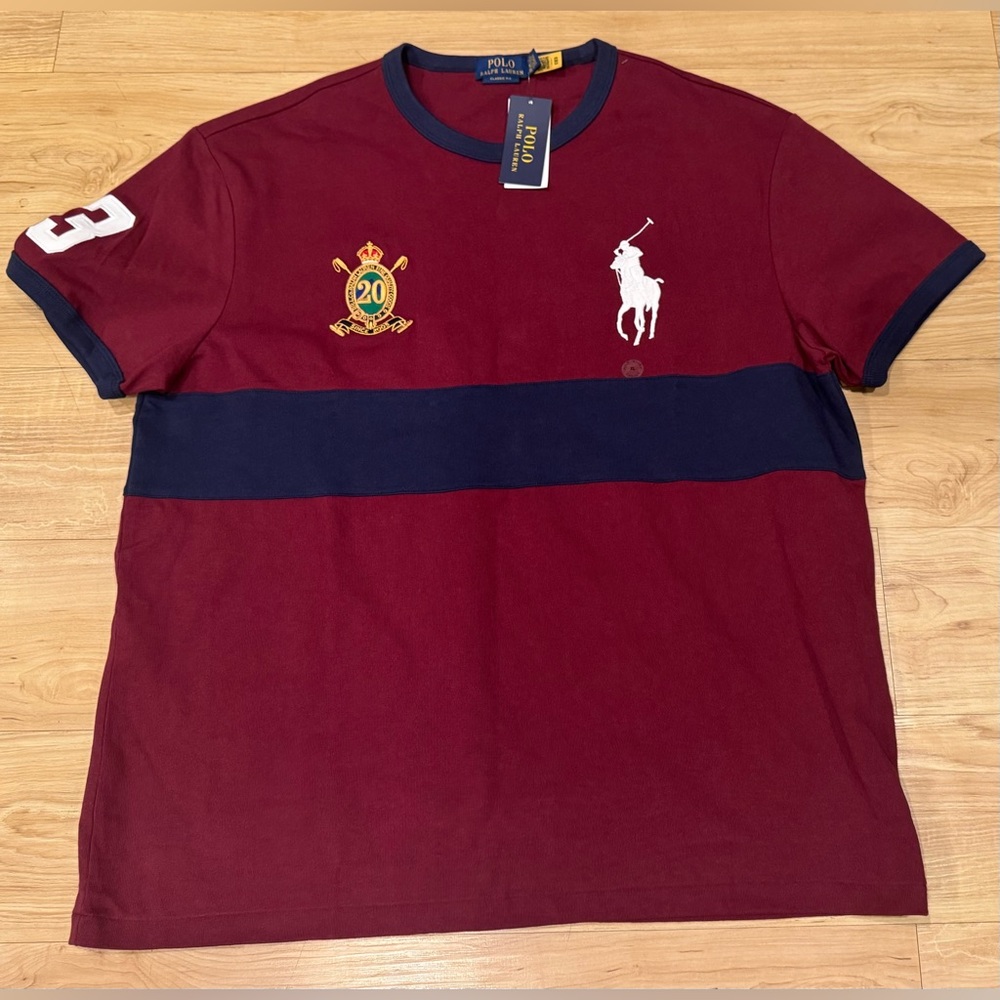 Polo Ralph Lauren Men’s Big Pony 20th Anniversary Crest Logo T-Shirt Maroon XL